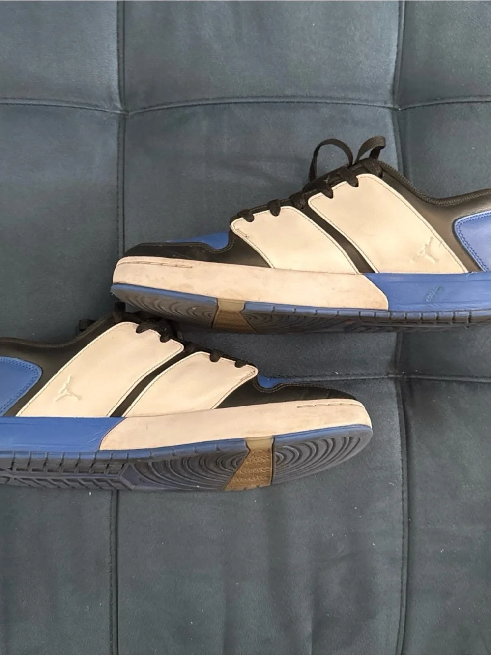 Jordan Nu Retro 1 Low Sneakers in Black, White & Blue